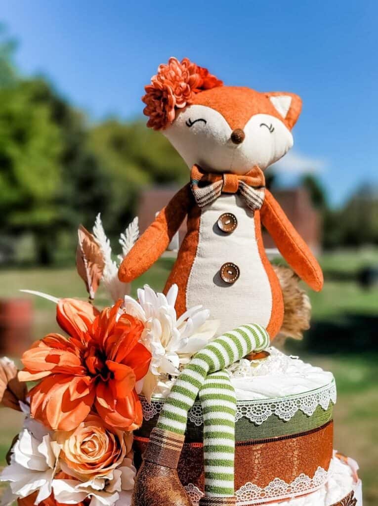 Baby Fox Diaper Cake w/Spiced Chai Candle